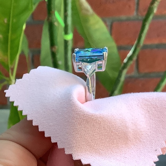 Blue Fancy Cut, Created Sapphire Bling Ring